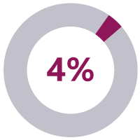 11Kuchendiagramm, welches den Wert 4% veranschaulicht, Pie chart illustrating the value 4%