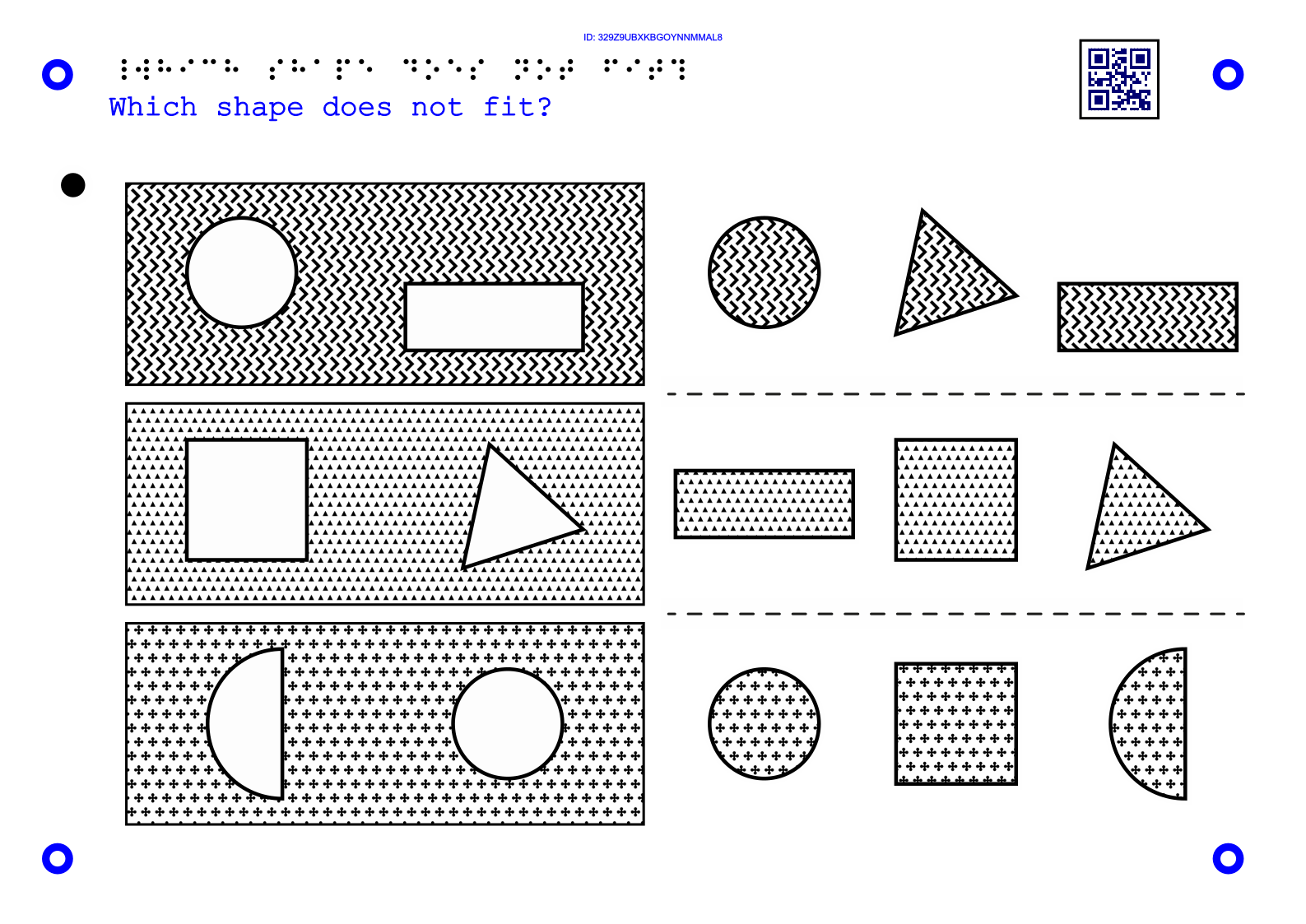 11Tactile graphic with geometric shapes for practice for beginners.